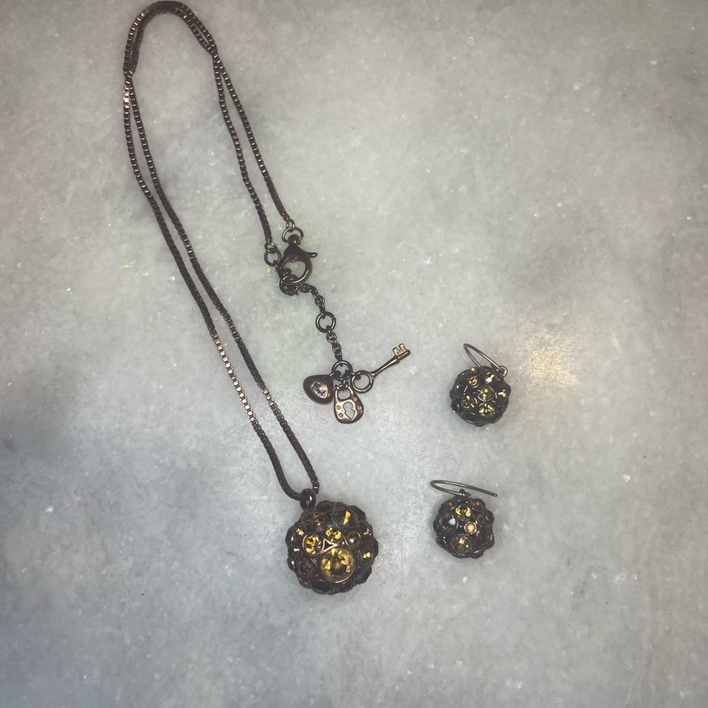 Fossil Necklace and Earrings Set B1417 - Picture 2 of 3